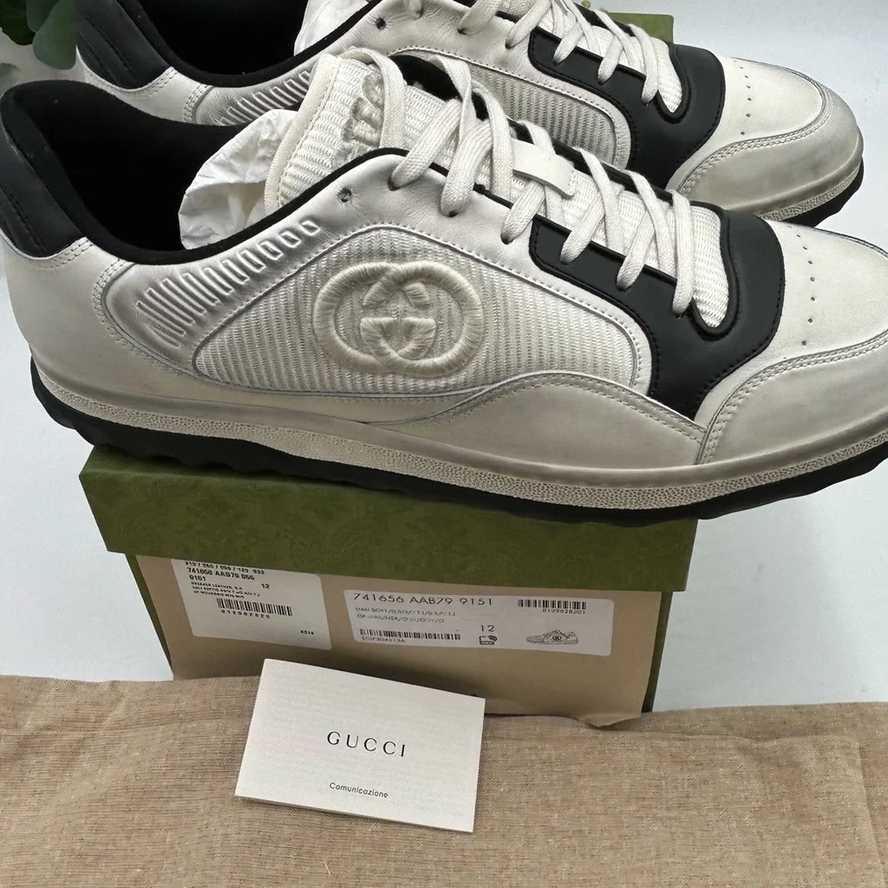 Men's Gucci Mac 80 distressed leather sneakers size 12 made in Italy